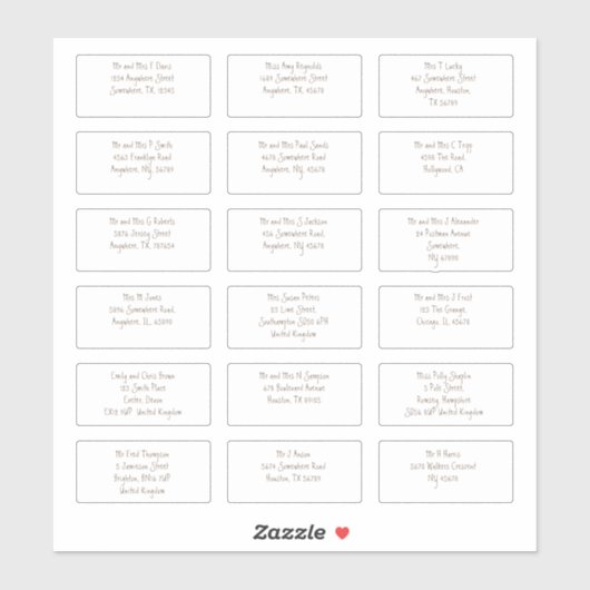 18個のゲスト名アドレスモダンBrown シール (シート)