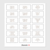 18個のゲスト名アドレス非公式Brown シール (シート)