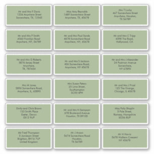 18個のゲスト名アドレスSage Green シール