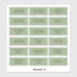 18個のゲスト名アドレスSage Green シール