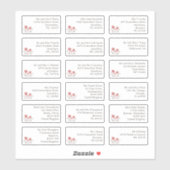 18個のゲスト結婚ネーム・アドレスの花模様 シール (シート)