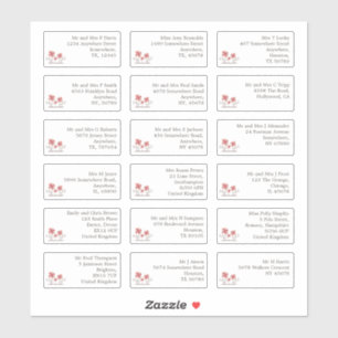 18個のゲスト結婚ネーム・アドレスの花模様 シール