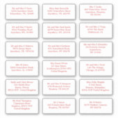 18個のゲスト結婚ネーム・アドレス赤 シール (正面)