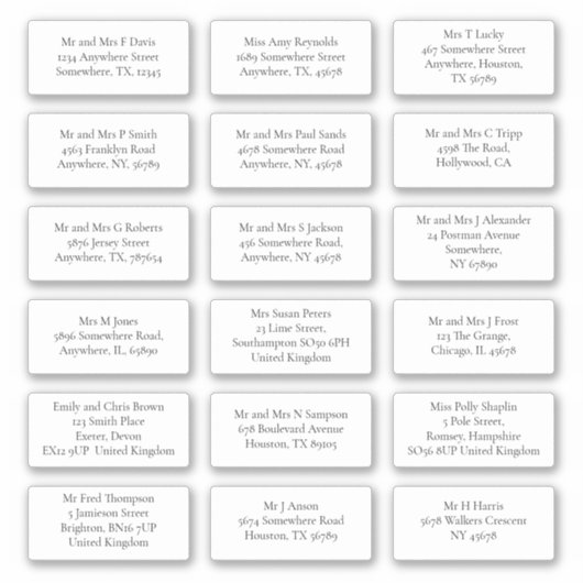 18個の受信者の名前の住所Mail Serif シール (正面)