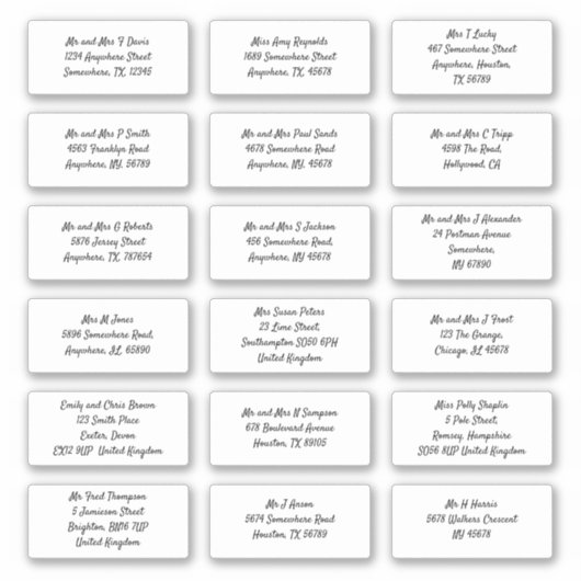 18個の受信者の名前を設定するアドレス配送料 シール (正面)