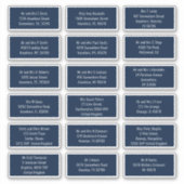 18個の受信者の名前アドレスネイビーホワイト シール (正面)