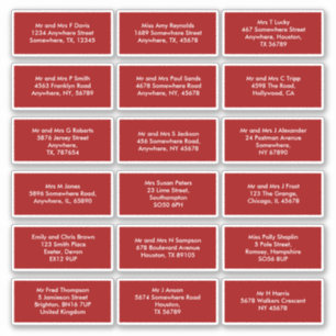 18個の受信者の名前アドレス（赤） シール