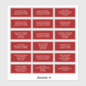 18個の受信者の名前アドレス(赤) シール (シート)