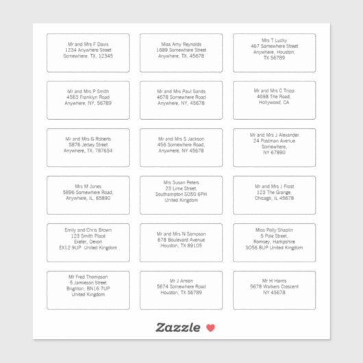 18個の受信者名アドレスゴシックSans シール (シート)