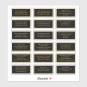 18個の受信者名アドレス金ゴールドブラック シール (シート)