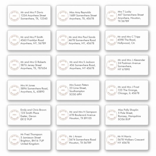 18個の名前アドレスSans Serif会社のロゴ シール (正面)