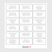 18個人名アドレスの結婚ゲスト斜体 シール (シート)