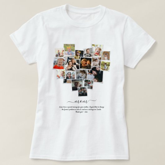 18写真コラージュハートシェイプHappy Mother's Day Tシャツ (デザイン正面)