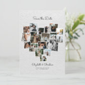 18写真コラージュハート図形の日付の保存 招待状 (スタンド正面)