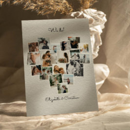 18写真コラージュハート結婚図形 招待状