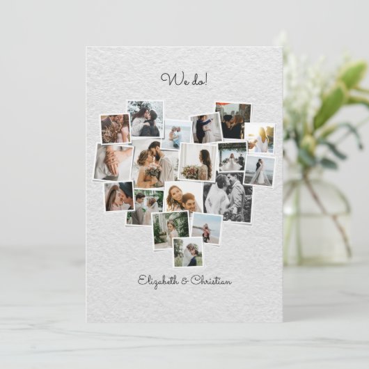 18写真コラージュハート結婚図形 招待状 (スタンド正面)