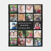 18写真コラージュ私たちはあなたを愛するナナグランドキッズブラック フリースブランケット (正面)