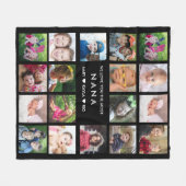 18写真コラージュ私たちはあなたを愛するナナグランドキッズブラック フリースブランケット (正面(横))