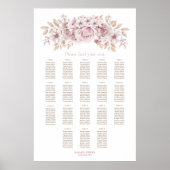 18卓 ピンクフラワーの結婚式 座席表 ポスター (正面)