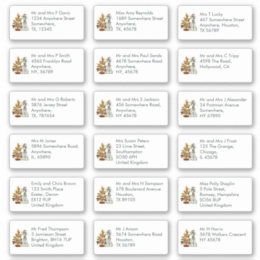 18受信者の名前アドレスネズミクリスマス シール (正面)