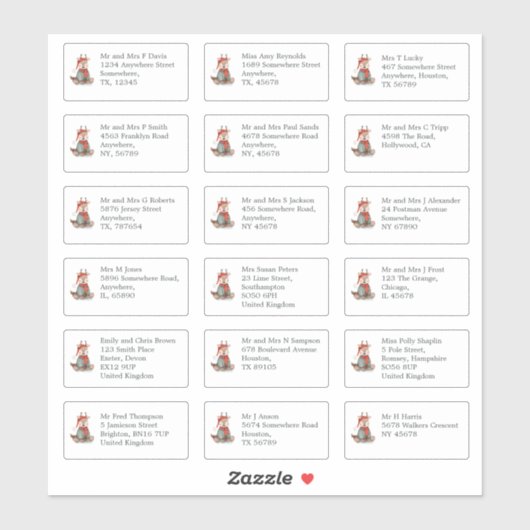 18受取人名住所トナカイのクリスマス シール (シート)