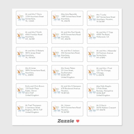 18受取人名住所トナカイ新年 シール (シート)