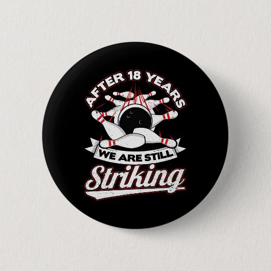 18周年結婚ボーリング18年 缶バッジ (正面)