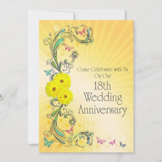 18周年結婚記念日パーティー招待状 招待状 (正面)
