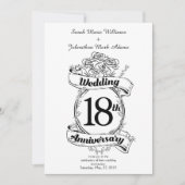 18周年結婚記念日 黒と白のバラ 招待状 (正面)