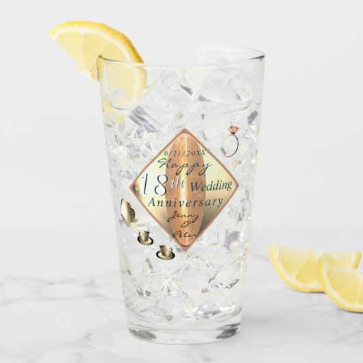 18周年結婚記念磁器の猫の目 タンブラーグラス (アイス正面)