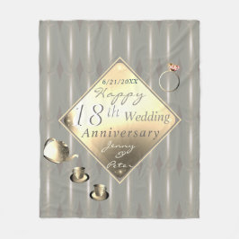 18周年結婚記念磁器の猫の目 フリースブランケット