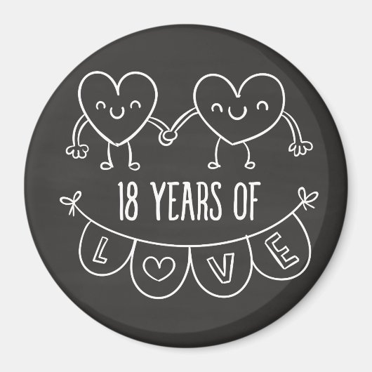 18周年記念ギフトチョークハート マグネット (正面)