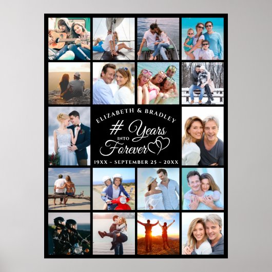 18周年記念写真コラージュ年を永遠に ポスター (正面)