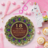 18周年記念紙プレート |孔雀の羽 ペーパープレート (パーティー)