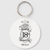 18周年記念結婚白黒のバラ キーホルダー (正面)