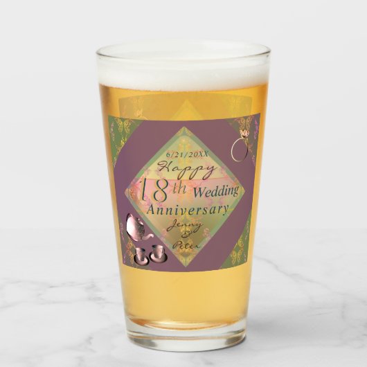 18周年記念結婚磁器グラフィックス タンブラーグラス (ドリンク裏面)