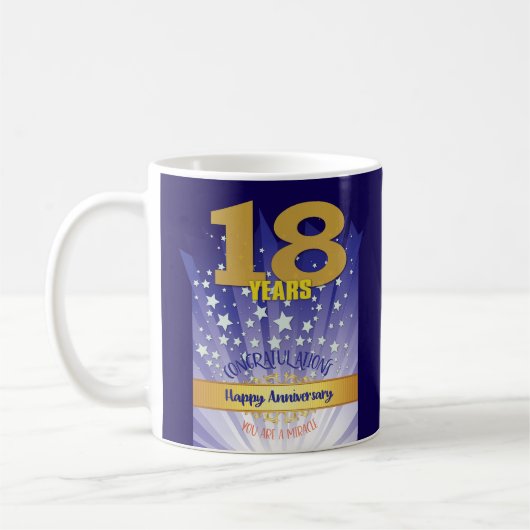 18年のカスタム復旧記念日はっきりした数値 コーヒーマグカップ (左)