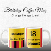 18年の名前は黄色素晴らしの赤 コーヒーマグカップ