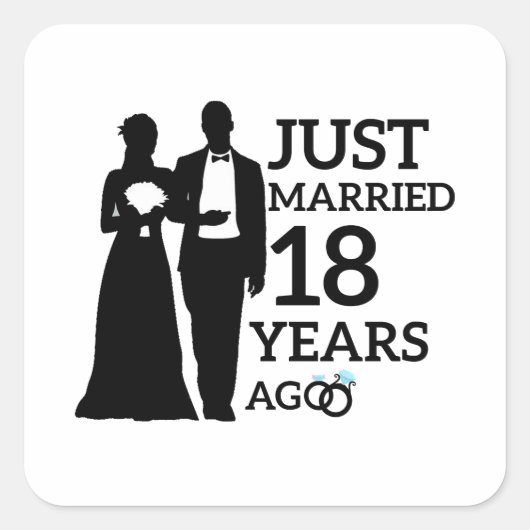 18年前に結婚しました 18周年カップル スクエアシール (正面)