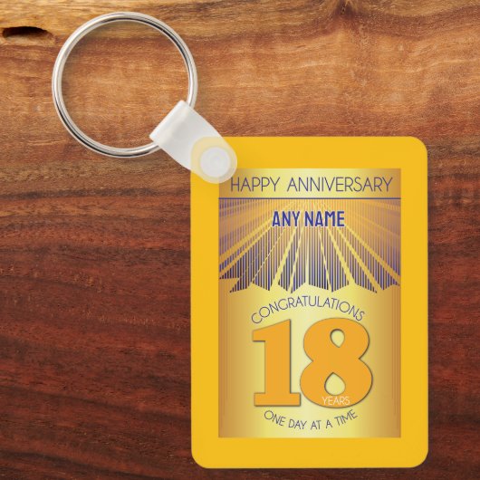 18年間の断酒記念 | ゴールデンレイ12ステップ キーホルダー (正面)