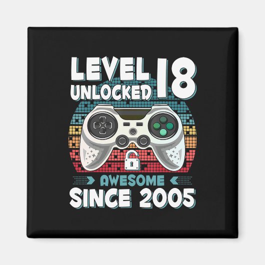 18年BDayソンボーイおもしろいゲーマー18th 18歳誕生 マグネット (正面)