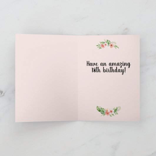 18才以上誕生日ピンクフローラ名 カード (内部)