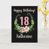 18才以上誕生日ピンクフローラ名 カード (黄色い花)