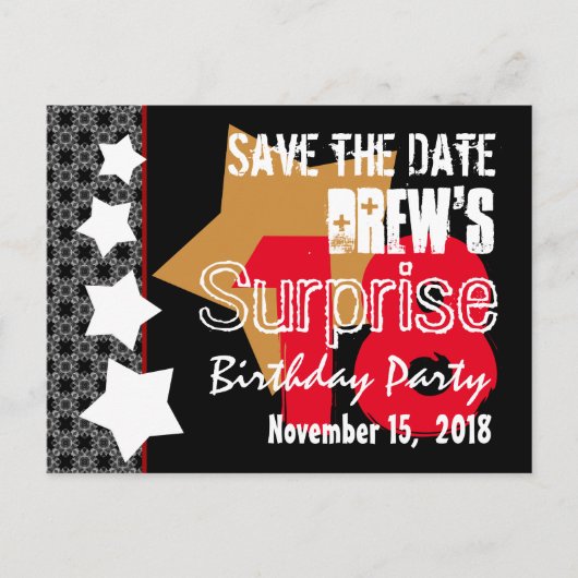 18日を保存するモダン誕生日A07 案内ポストカード (正面)