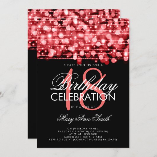 18日エレガント生誕祭パーティーが赤く輝く 招待状 (正面/裏面)