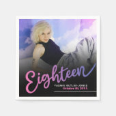 18日18誕生日カスタム写真台本パープル スタンダードカクテルナプキン (正面)