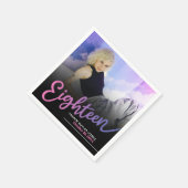 18日18誕生日カスタム写真台本パープル スタンダードカクテルナプキン (角)