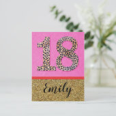 18日 – 誕生日ウィッシュカードファッション女の子グリッター ポストカード (スタンド正面)