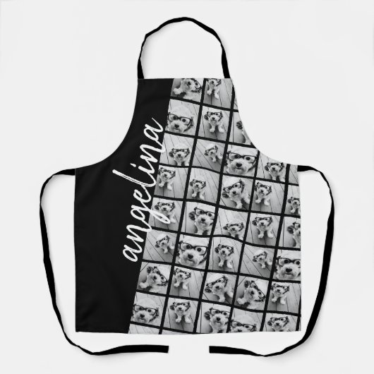 18枚の写真ファンキーでフォトコラージュを作成する エプロン (正面)