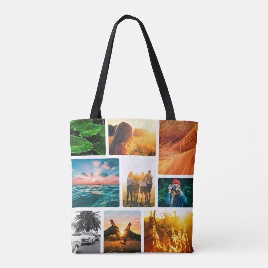 18枚パーソナライズされたの写真コラージュテンプレート枠 トートバッグ (裏面)